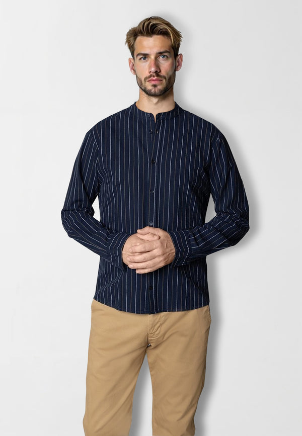 Clean Cut Copenhagen Ran cotton/linen shirt Skjorte L/S Navy striped