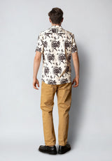 Clean Cut Copenhagen Ricco lyocell shirt Skjorte S/S Ecru/Dark Brown
