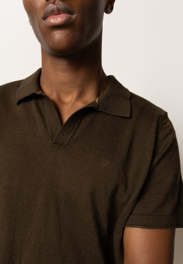 Clean Cut Copenhagen Thomas knitted polo Polos Dark Brown