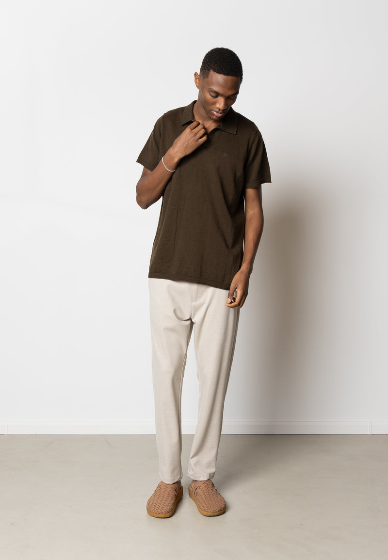 Clean Cut Copenhagen Thomas knitted polo Polos Dark Brown