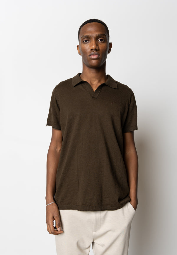 Clean Cut Copenhagen Thomas knitted polo Polos Dark Brown