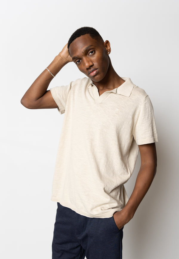 Clean Cut Copenhagen Thomas knitted polo Polos Ecru