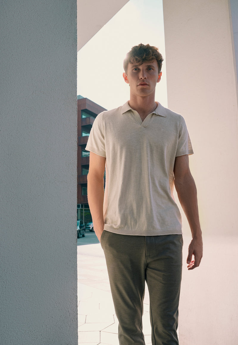 Clean Cut Copenhagen Thomas knitted polo Polos Ecru