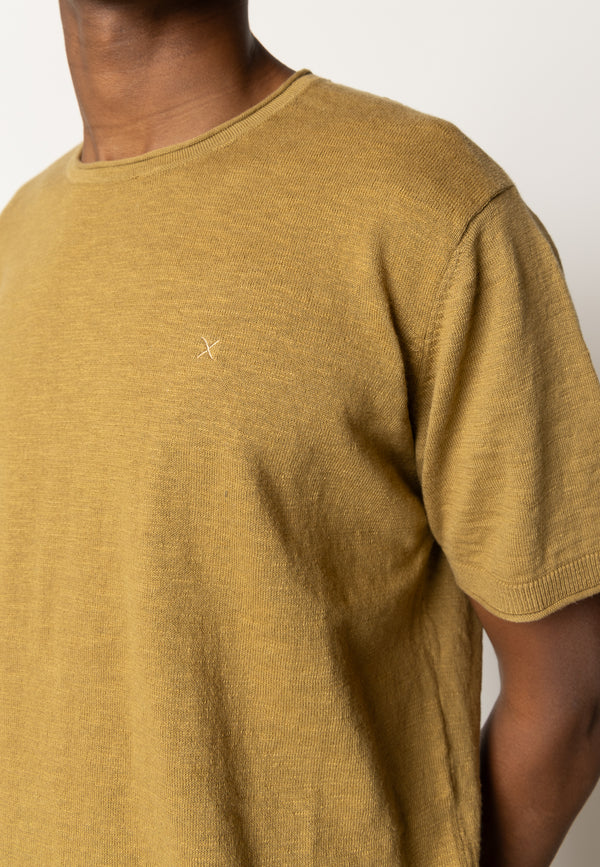 Clean Cut Copenhagen Thomas knitted t-shirt T-shirts S/S Dark Khaki