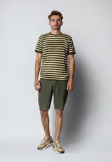 Clean Cut Copenhagen Thomas stripe knitted t-shirt T-shirts S/S Army/Ecru striped