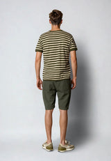 Clean Cut Copenhagen Thomas stripe knitted t-shirt T-shirts S/S Army/Ecru striped