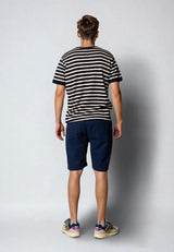 Clean Cut Copenhagen Thomas stripe knitted t-shirt T-shirts S/S Navy/Ecru striped