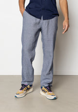 Clean Cut Copenhagen Tokyo Roman linen pants Bukser Navy Melange