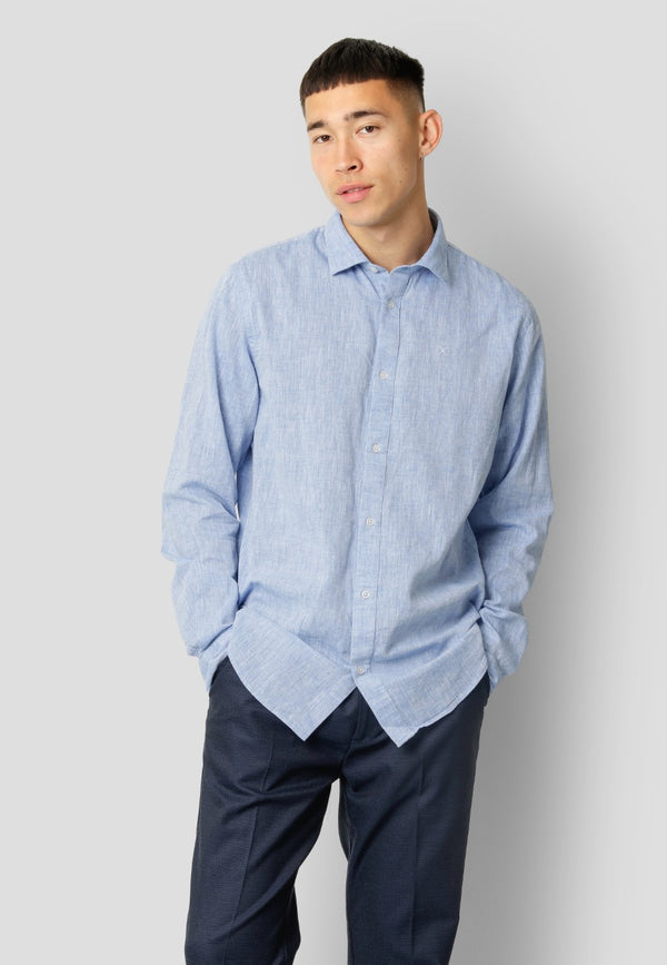 Clean Cut Copenhagen Jamie cotton/linen shirt Skjorte L/S Blå Melange