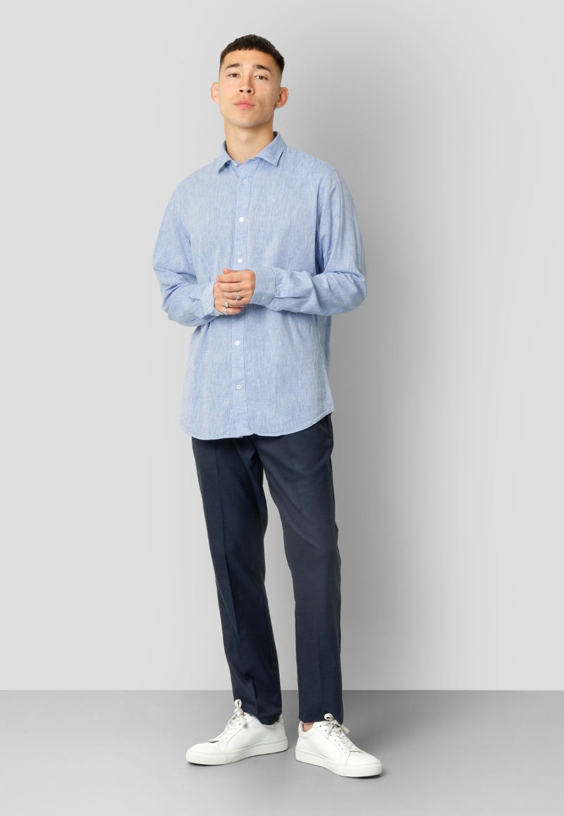 Clean Cut Copenhagen Jamie cotton/linen shirt Skjorte L/S Blå Melange