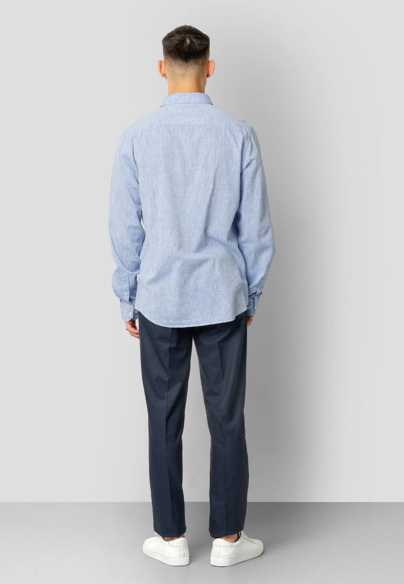 Clean Cut Copenhagen Jamie cotton/linen shirt Skjorte L/S Blå Melange