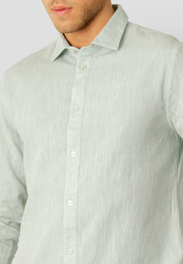 Clean Cut Copenhagen Jamie cotton/linen shirt Skjorte L/S Minty Green Melange