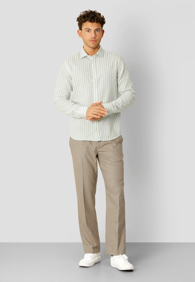 Clean Cut Copenhagen Jamie cotton/linen striped shirt Skjorte L/S Minty/Ecru