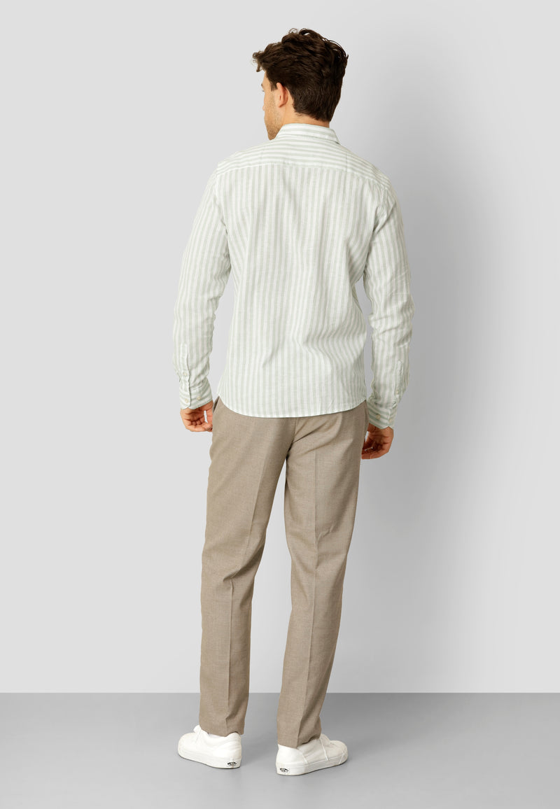 Clean Cut Copenhagen Jamie cotton/linen striped shirt Skjorte L/S Minty/Ecru