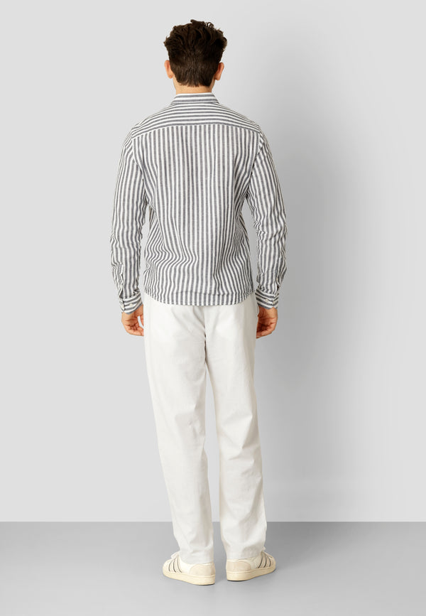 Clean Cut Copenhagen Jamie cotton/linen striped shirt Skjorte L/S Navy / Ecru