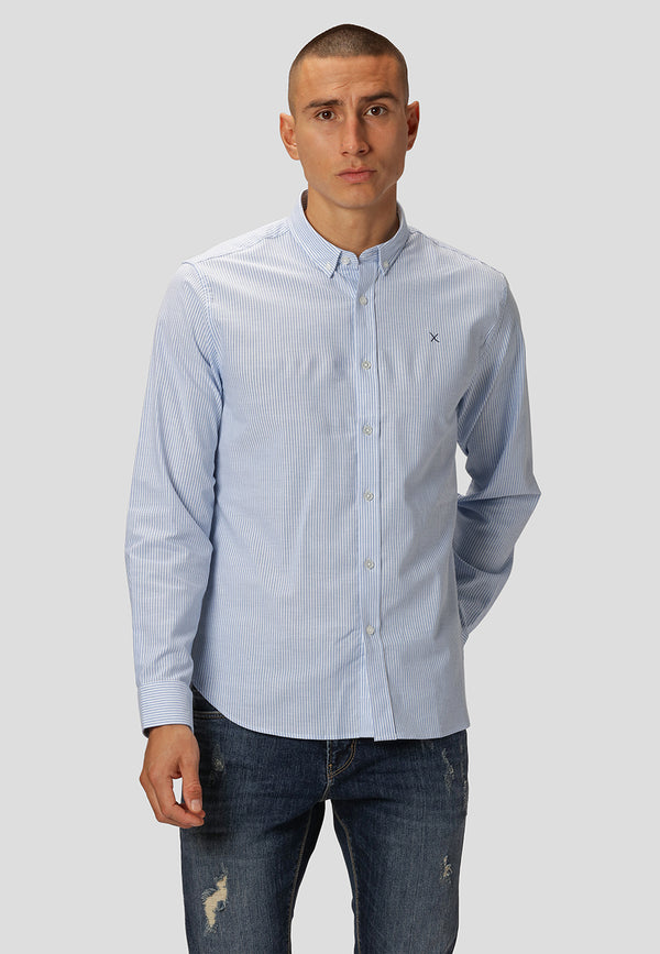 Clean Cut Copenhagen OXFORD STRIPED STRETCH SHIRT Skjorte L/S Lyseblå